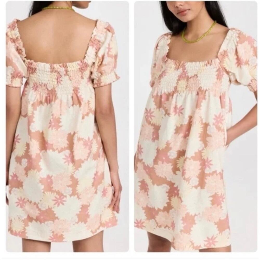 Faherty Ramona Smoked Puff Sleeve Dress